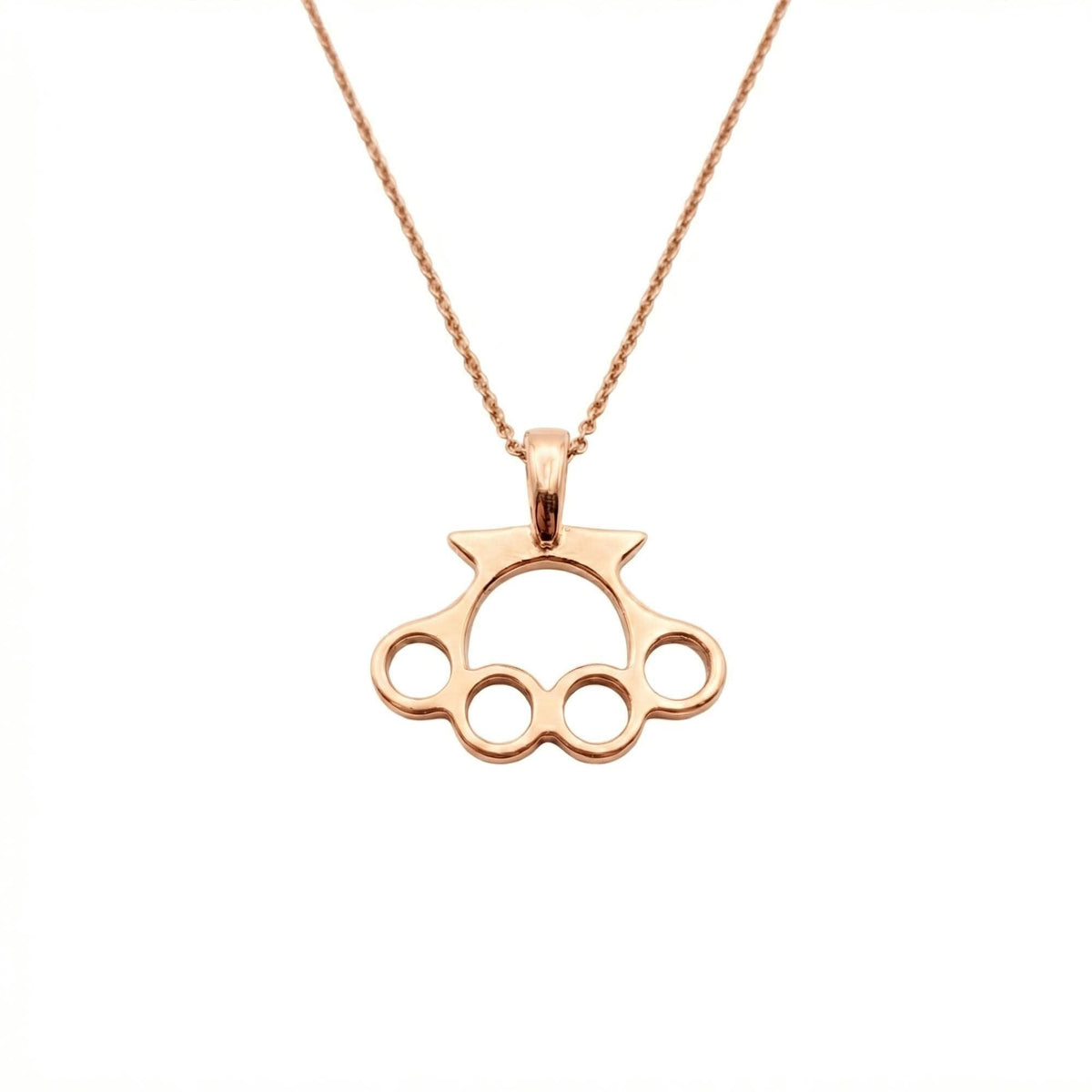 Knuckle Duster Necklace | Gold Plated Resilience Pendant, close-up detail