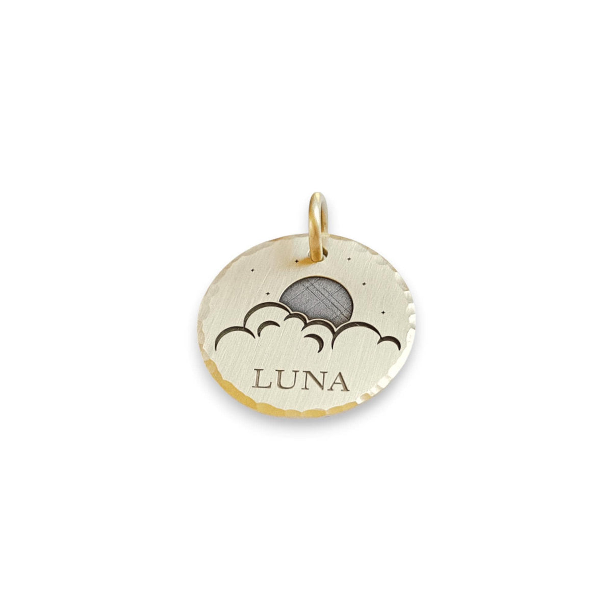 The Ethereal Moon Token | Artisan Celestial Pet ID & Custom Engraved Dog Tag, close-up detail