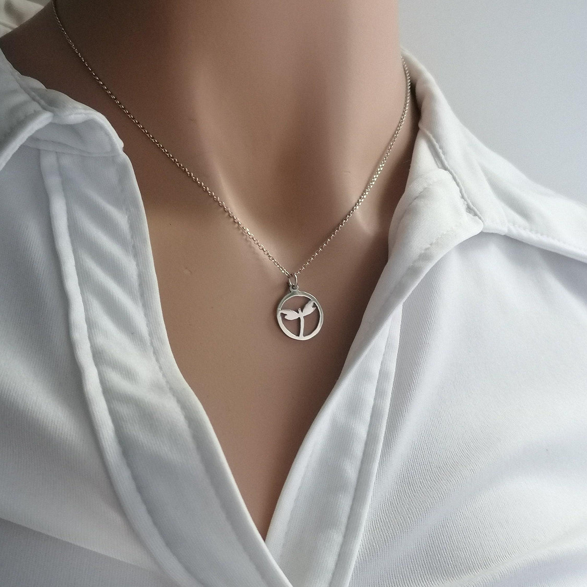 Dragonfly Charm Necklace | Symbol of Transformation, alternate angle