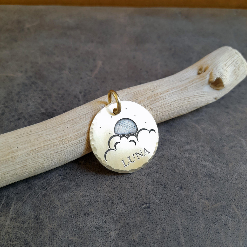 The Ethereal Moon Token | Artisan Celestial Pet ID & Custom Engraved Dog Tag, alternate angle