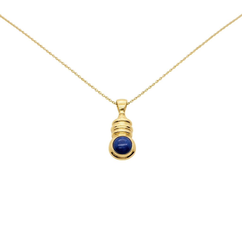 Aquarius Necklace | Lapis Lazuli Zodiac Pendant, in Yellow Gold Plated finish