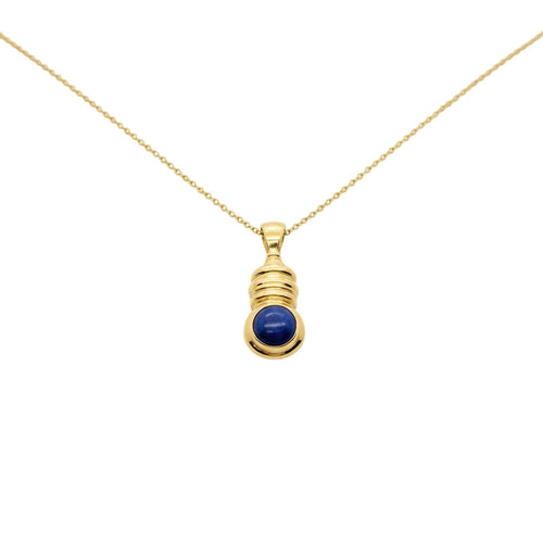 Aquarius Necklace | Lapis Lazuli Zodiac Pendant, in Yellow Gold Plated finish