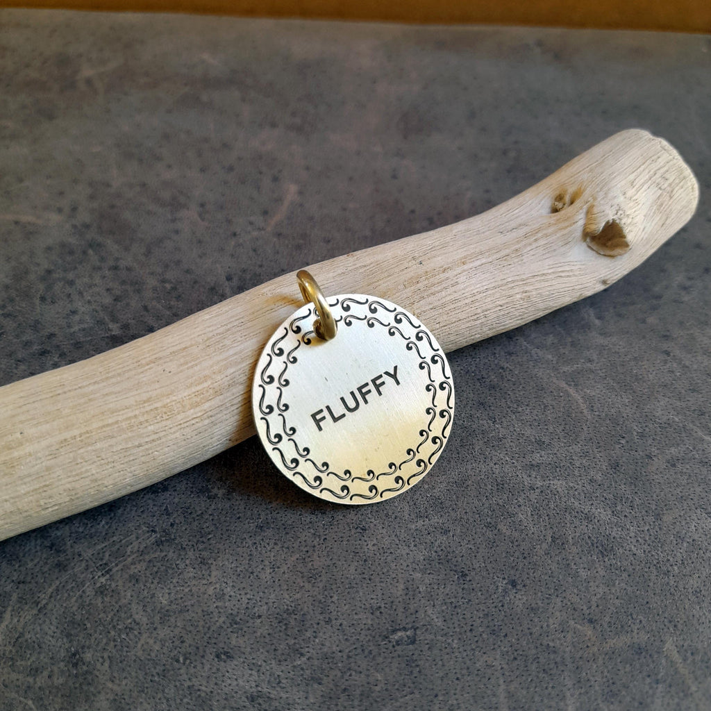 The Ocean Tide Token | Artisan Wave Pet ID & Custom Engraved Dog Tag, close-up detail