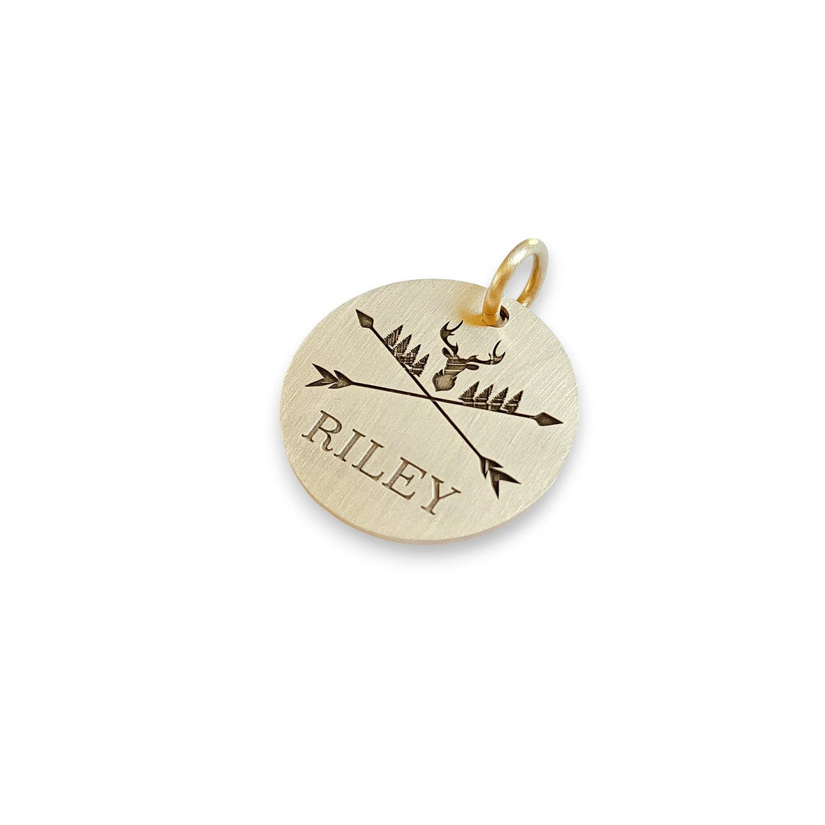 The Inscribed Stag Token | Artisan Deer Pet ID & Custom Engraved Woodland Dog Tag, styled view