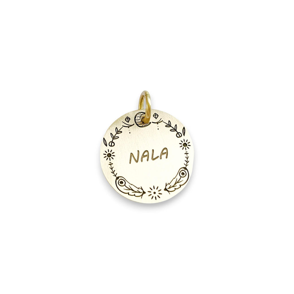The Boho Bloom Token | Artisan Doodle Flower Pet ID & Custom Engraved Dog Tag, alternate angle