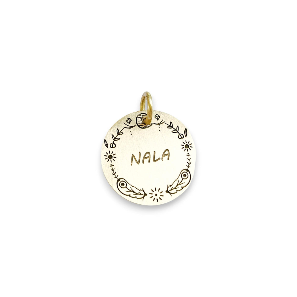 The Boho Bloom Token | Artisan Doodle Flower Pet ID & Custom Engraved Dog Tag, alternate angle