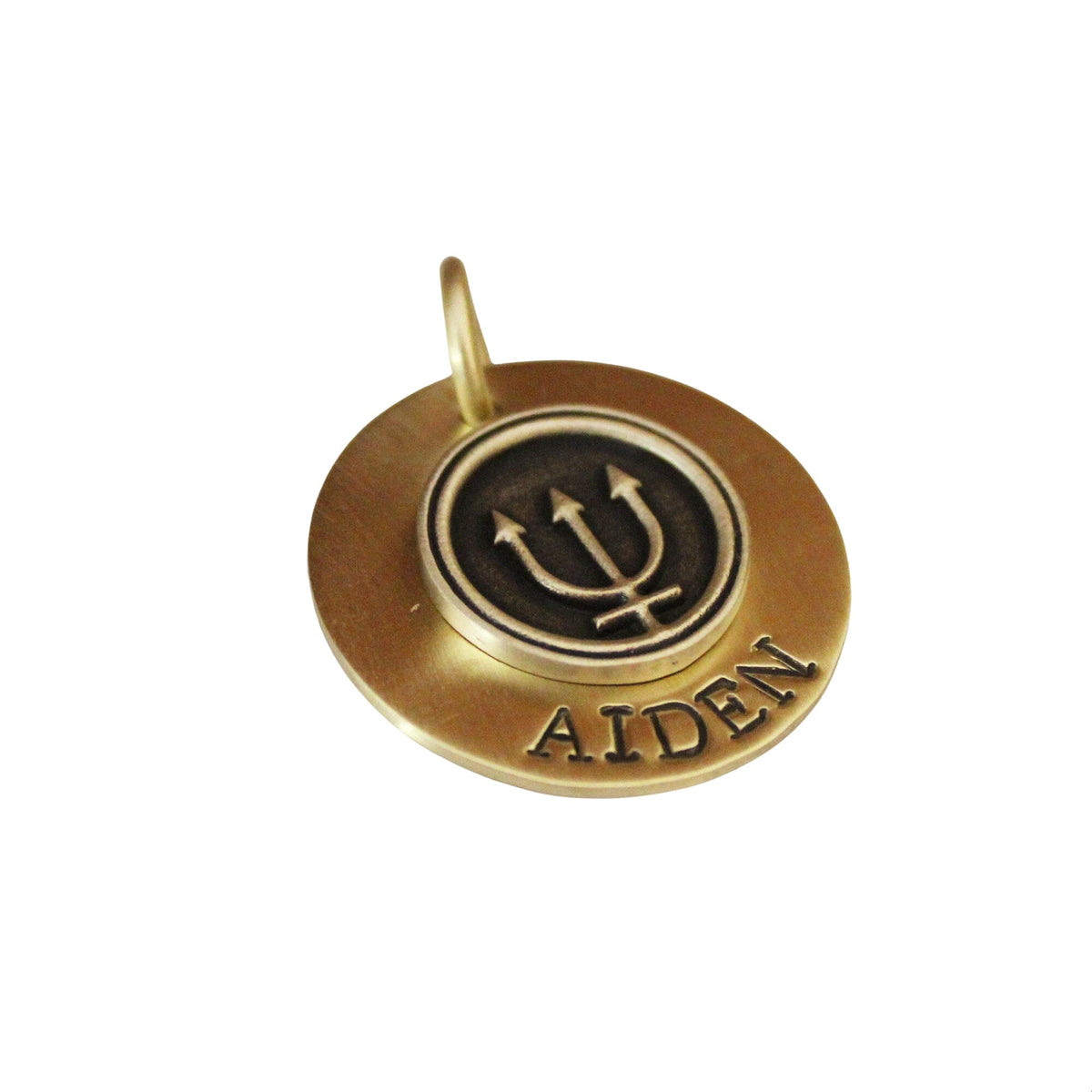 The Sovereign Trident Token | Artisan Maritime Pet ID & Custom Engraved Dog Tag, alternate angle