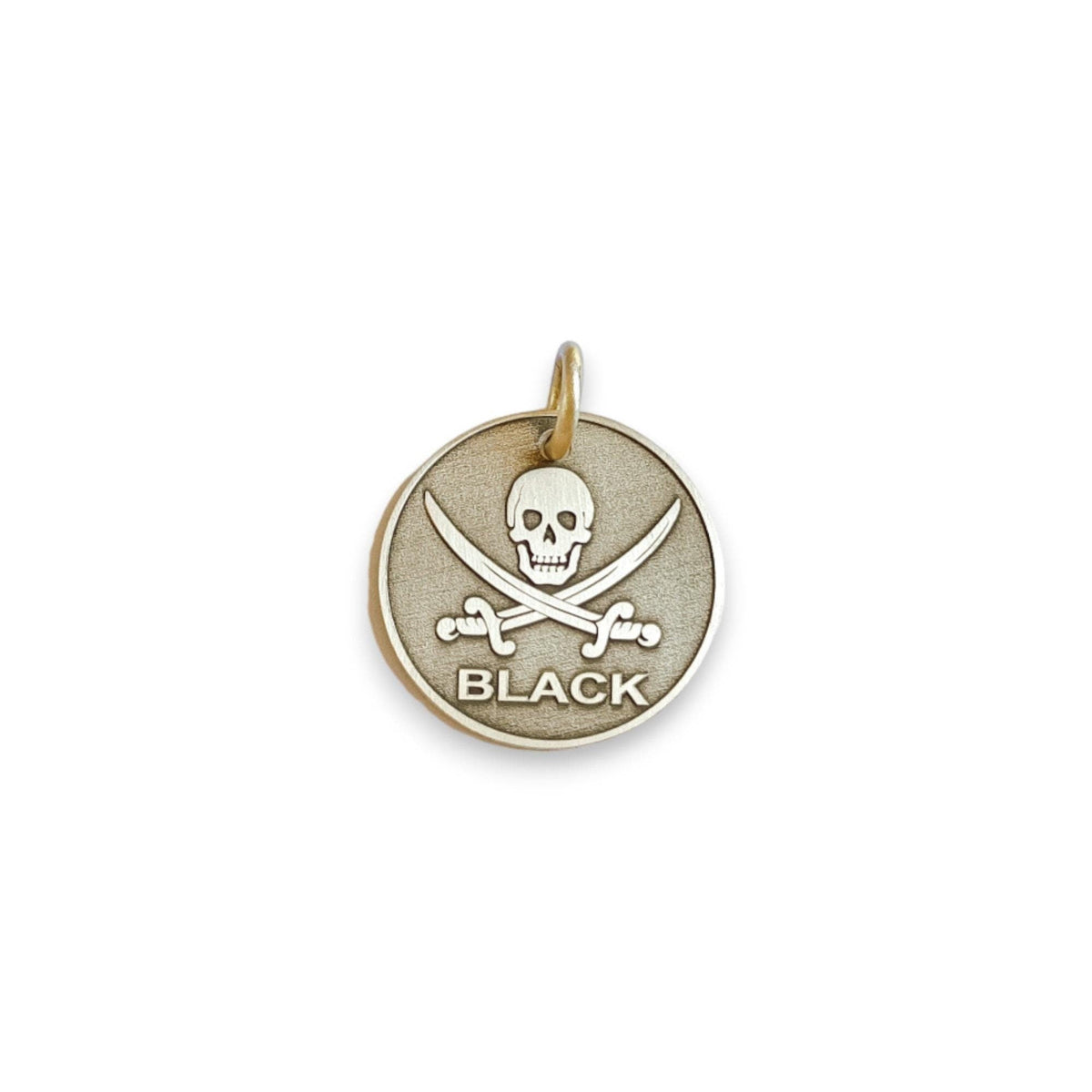 The Inscribed Corsair Token | Artisan Pirate Pet ID & Custom Engraved Skull Dog Tag, front view