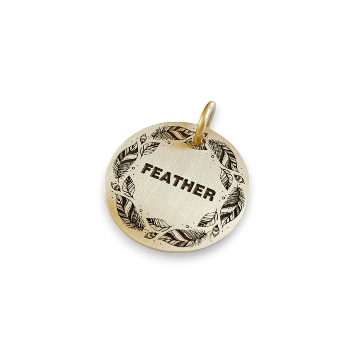 The Bohemian Feather Token | Artisan Spirit Pet ID & Custom Engraved Dog Tag, additional detail