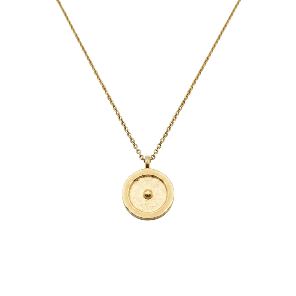 Circumpunct Sun Necklace | Small Monad Sacred Geometry Pendant Sterling Silver | Divine Spark Talisman, in Yellow Gold Plated finish