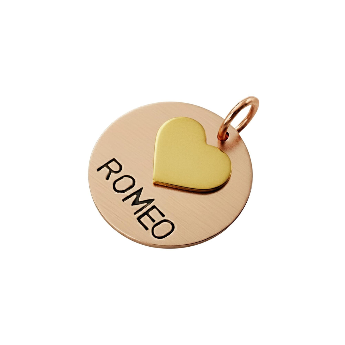 The Unconditional Love Token | Artisan Heart Pet ID & Custom Dog Tag, in Copper with Brass Top finish
