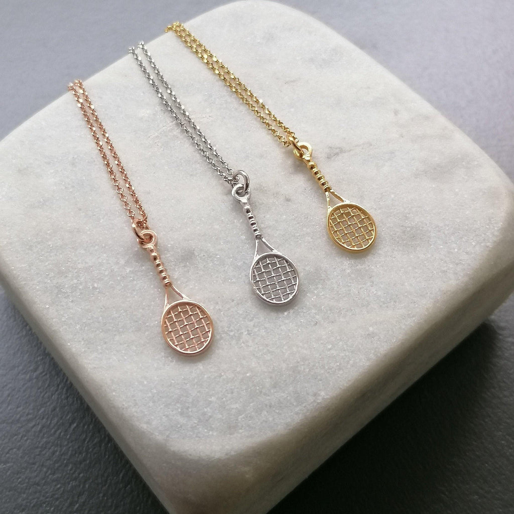 Tennis Racket Necklace | Sports Passion Talisman, in Yellow Gold Plated finish