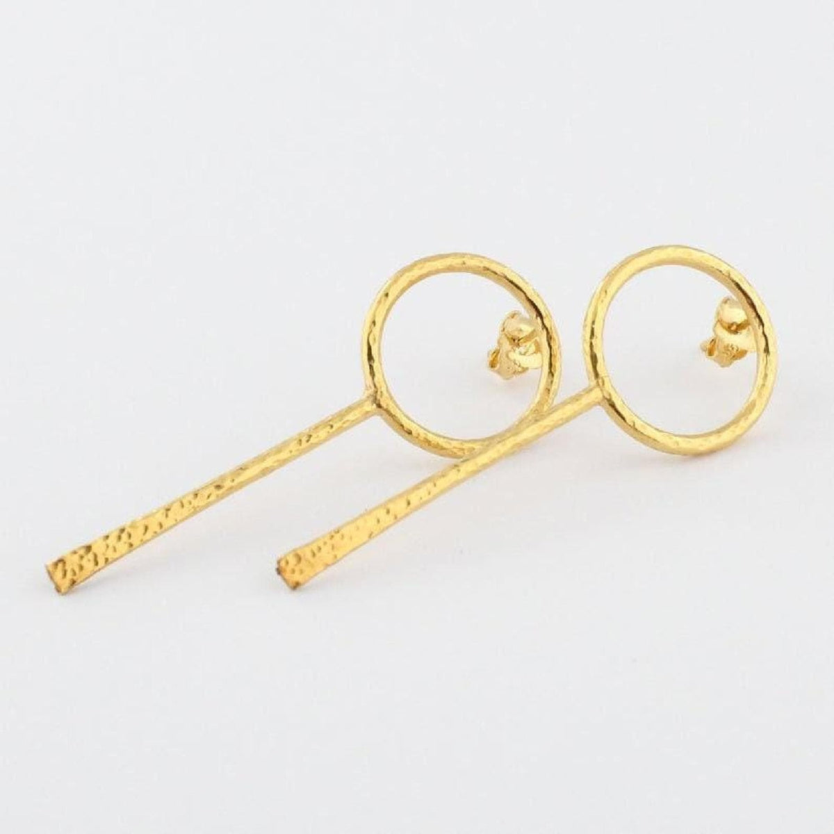 Hammered Circle Drop Earrings | Minimalist Eternity Dangles, alternate angle