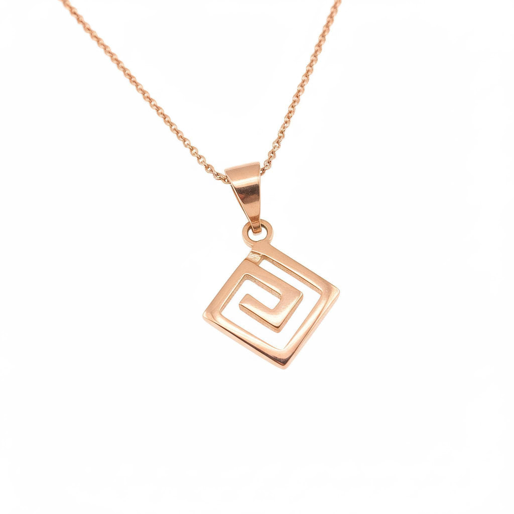 Greek Spiral Pendant | Sterling Silver Rhombus Necklace | Ancient Hellenic Growth Talisman, alternate angle