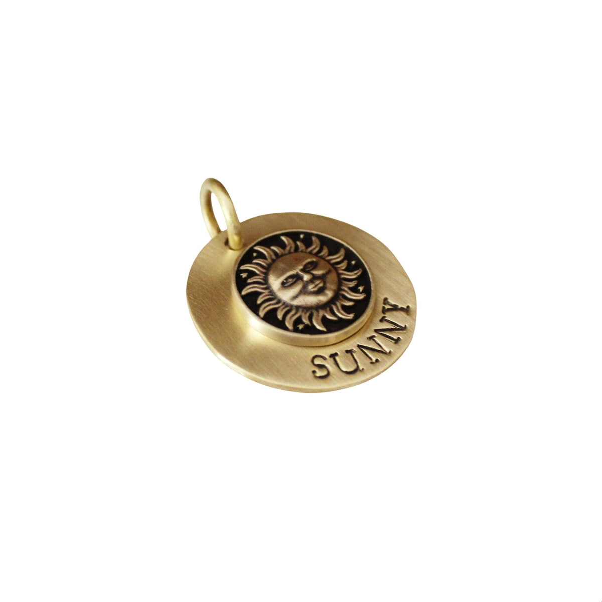 The Solis Sigil | Artisan Sun Pet ID & Custom Engraved Dog Tag, close-up detail