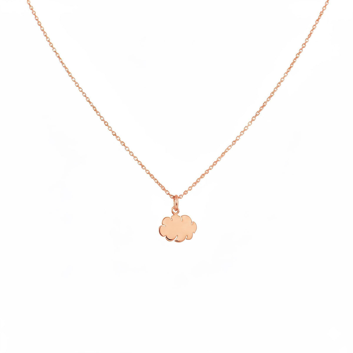 Dainty Sterling Silver Cloud Necklace, Minimalist Charm, in Rose Gold Plated finish