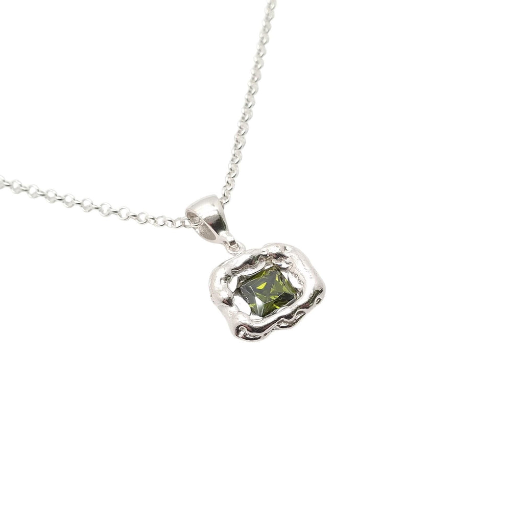 Olive Green CZ Pendant | Forest Earth Talisman, styled view