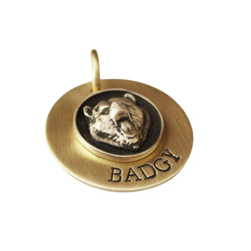 The Apex Sigil | Artisan Angry Bear Pet ID & Custom Engraved Dog Tag, close-up detail