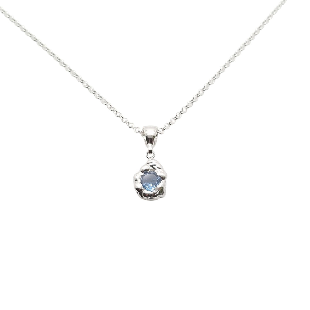 Light Blue Droplet Pendant | Free-Form Wax Cast Water Talisman, front view