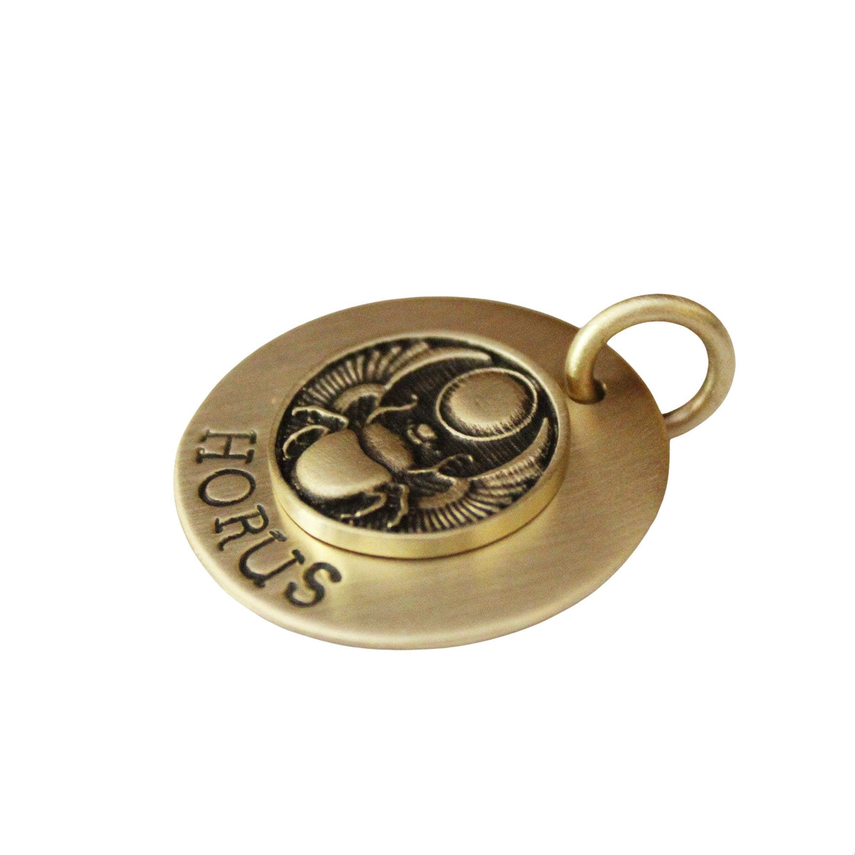 The Sacred Scarab Token | Artisan Egyptian Pet ID & Custom Engraved Amulet, alternate angle