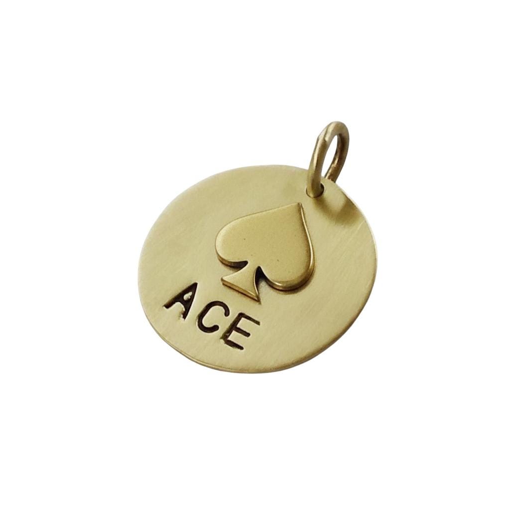 The Winning Hand Token | Artisan Spade Pet ID & Custom Dog Tag, close-up detail
