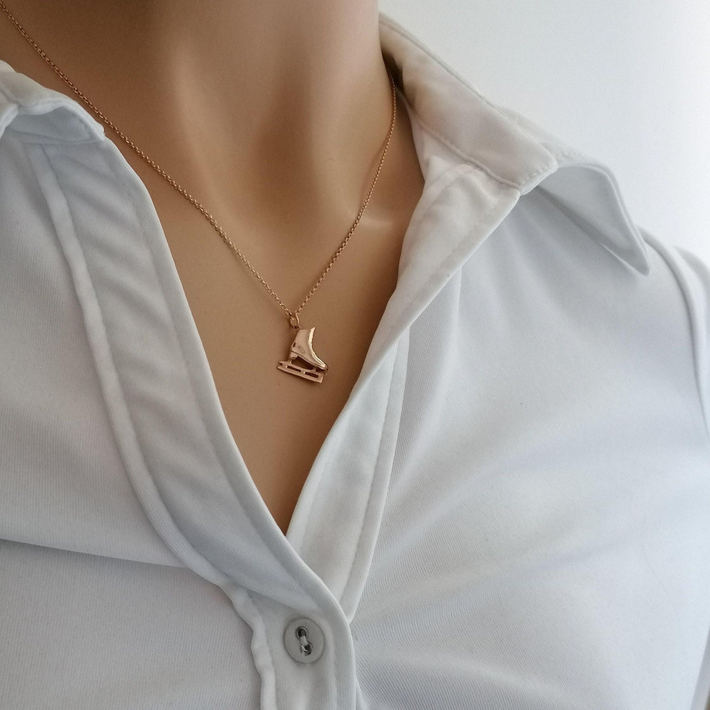 Figure Skater Necklace | Ice Skate Charm, additional detail