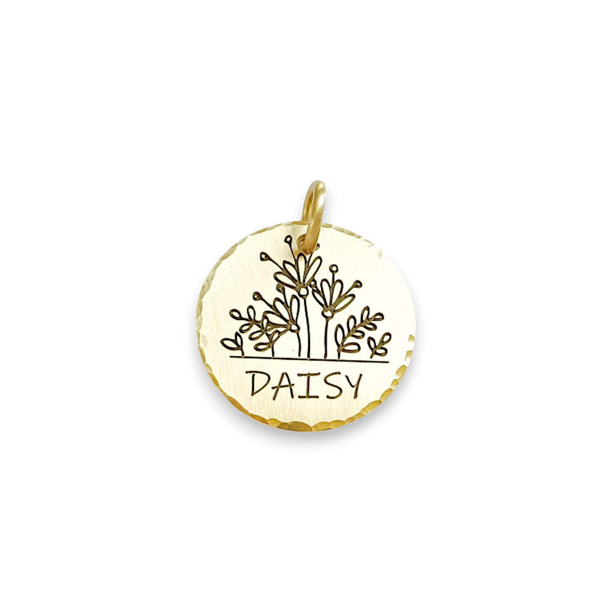 The Wildflower Bloom Token | Artisan Floral Pet ID & Custom Engraved Dog Tag, front view
