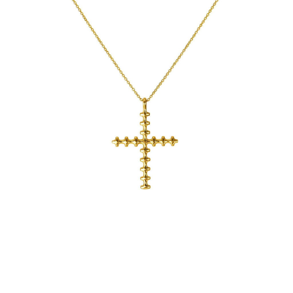Bone Cross Necklace | Sterling Silver Gothic Spinal Pendant | Anatomical Memento Mori Jewelry, alternate angle