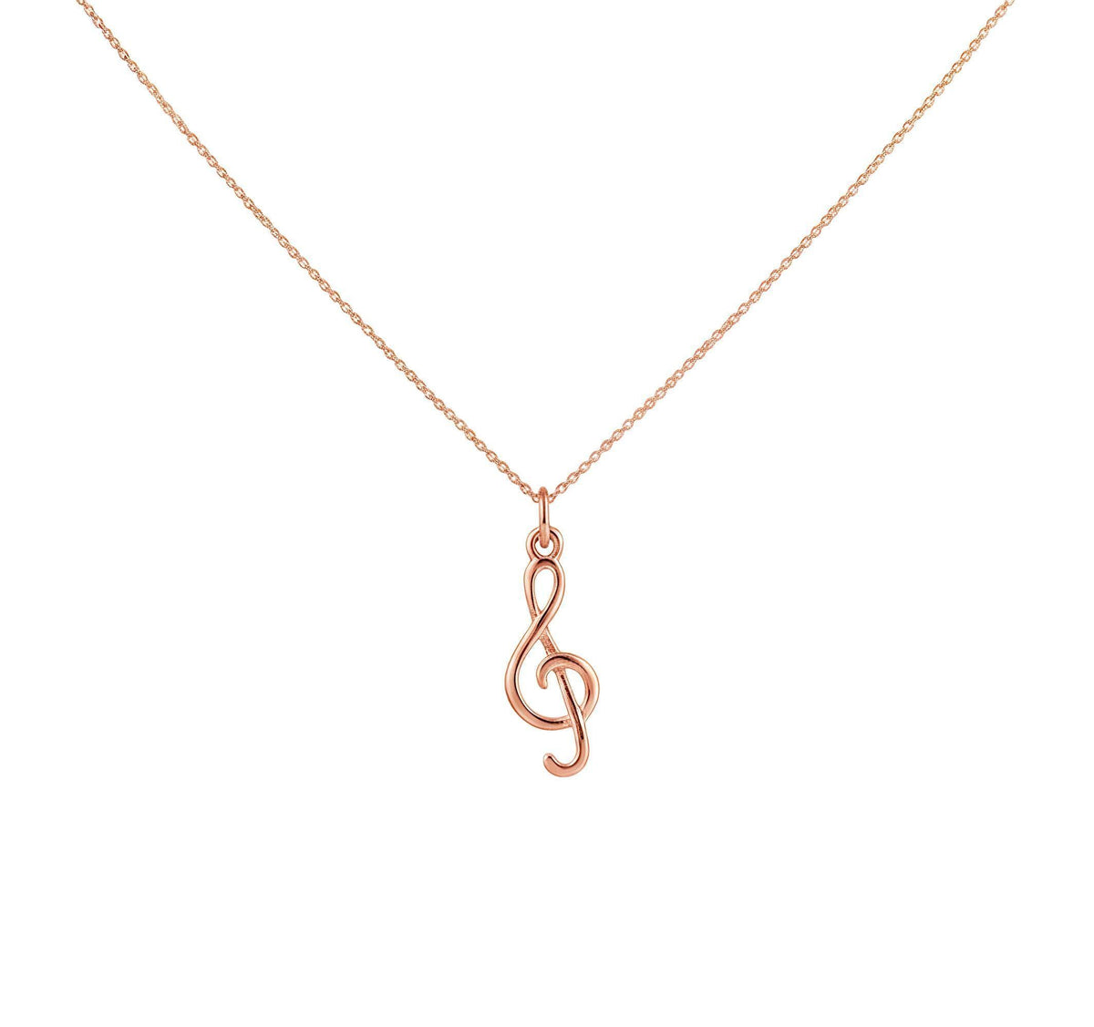Treble Clef Necklace | Dainty Music Note Talisman, in Rose Gold Plated finish