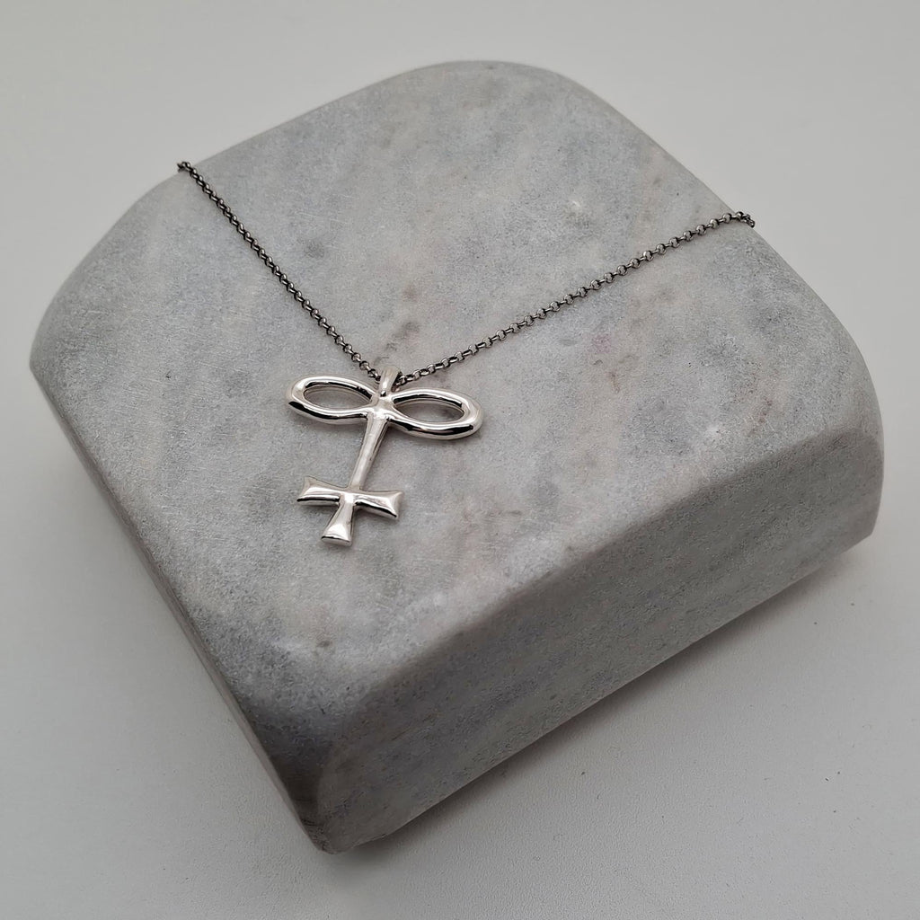 Alchemical Glass Symbol Necklace | Vitrum Pendant, alternate angle