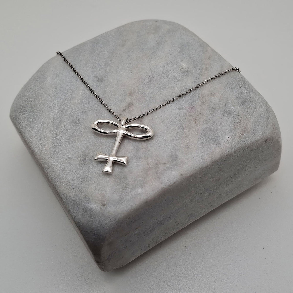 Alchemical Glass Symbol Necklace | Vitrum Pendant, alternate angle