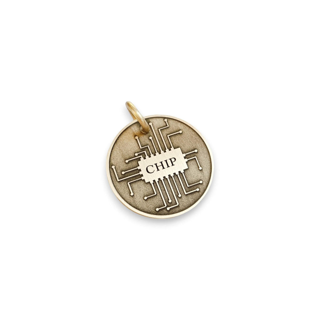 The Circuit Token | Artisan Microchip Pet ID & Custom Engraved Dog Tag, front view