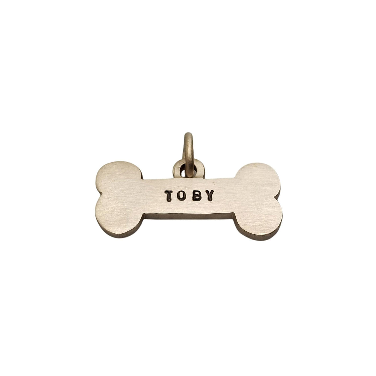 The Mighty Bone Token | Heavy-Gauge Solid Brass Big Bone Pet ID Tag, in Basic UPPERCASE 2mm font