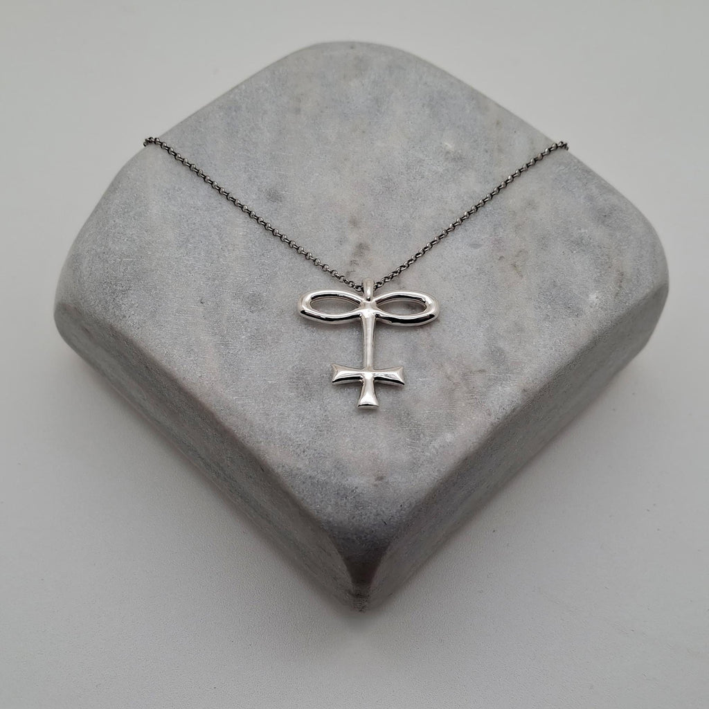 Alchemical Glass Symbol Necklace | Vitrum Pendant, close-up detail