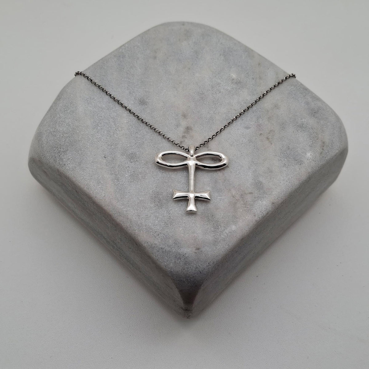 Alchemical Glass Symbol Necklace | Vitrum Pendant, close-up detail