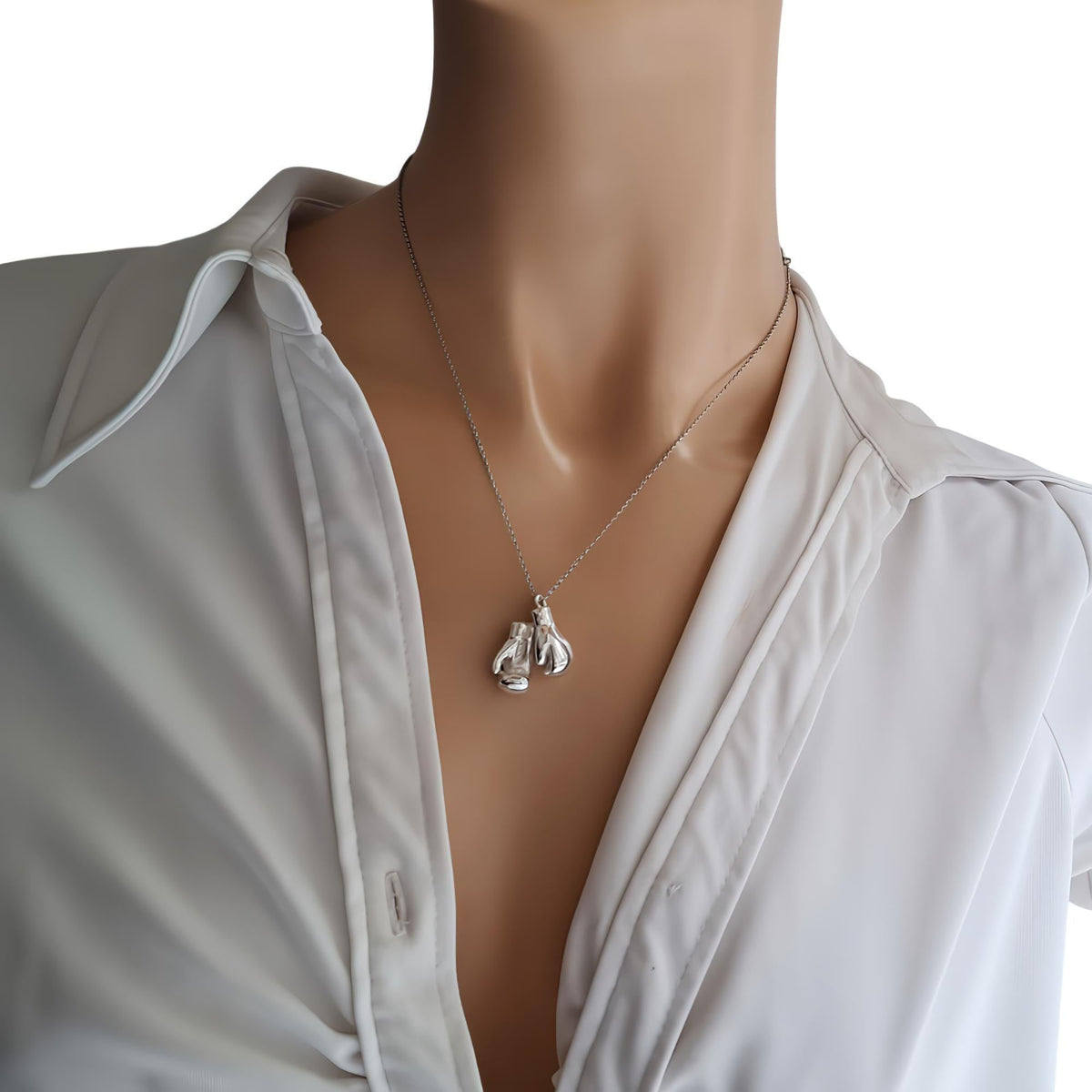 Boxing Gloves Pendant | Fighter Resilience Talisman, styled view
