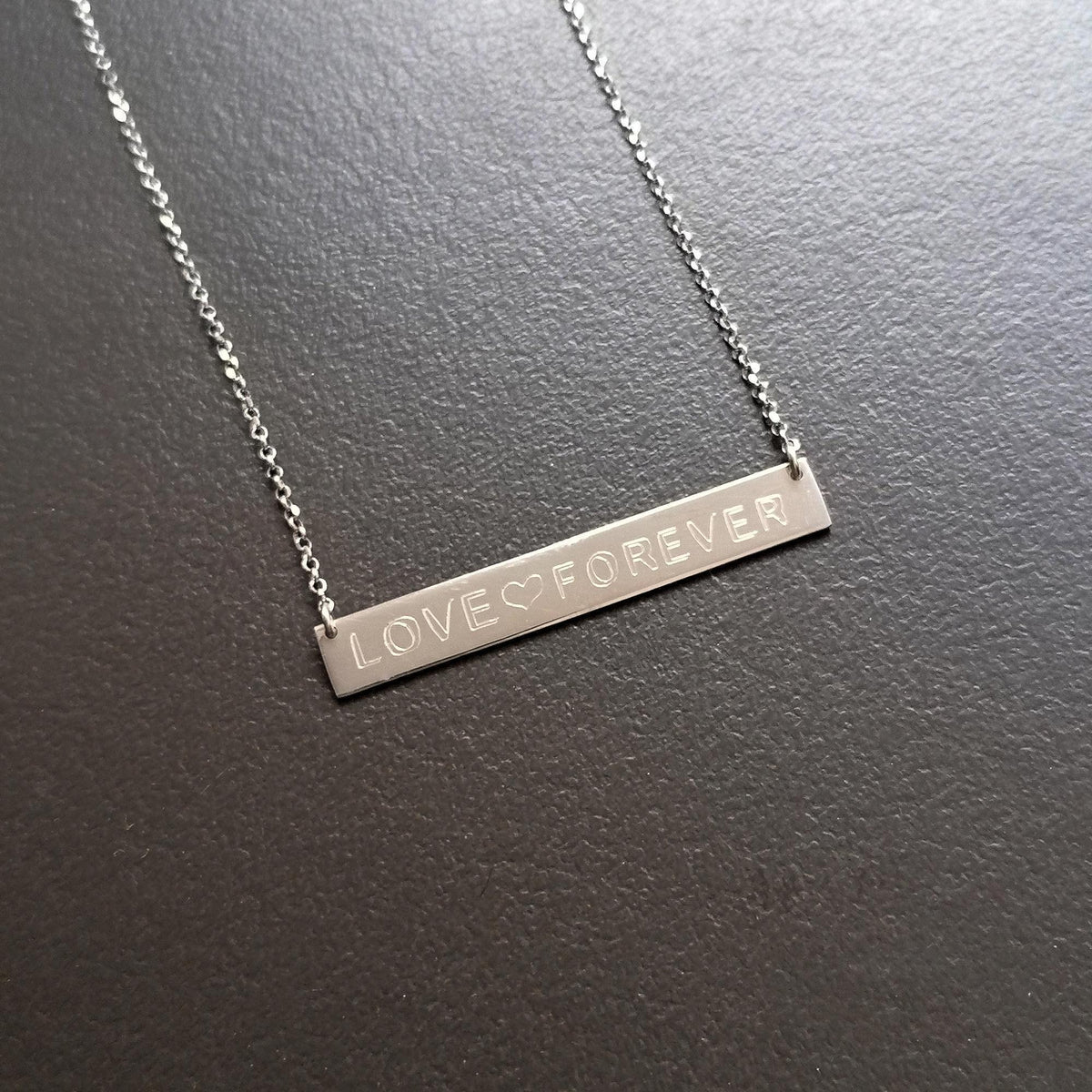 Custom Nameplate Necklace | Engraved Minimalist Bar Talisman, front view