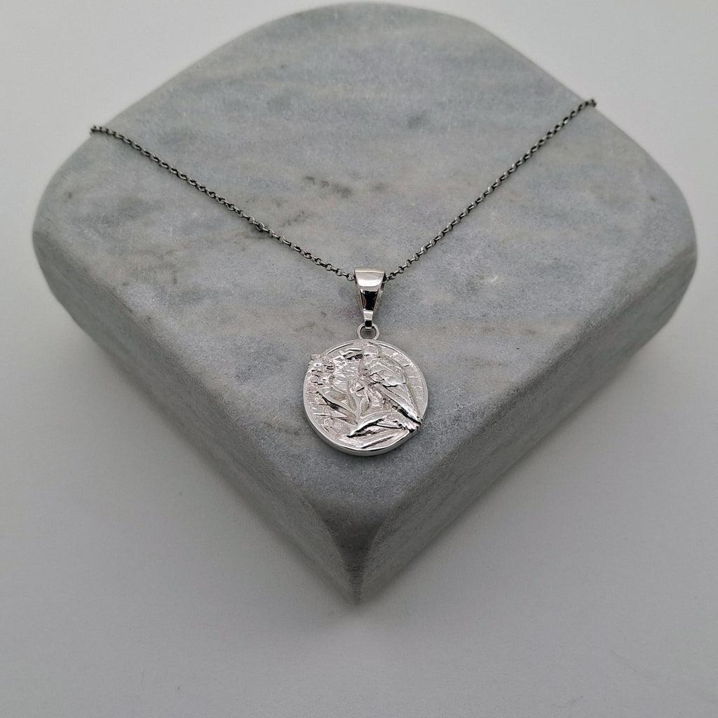 Raven Medallion Necklace | Mystical Wisdom Talisman, front view