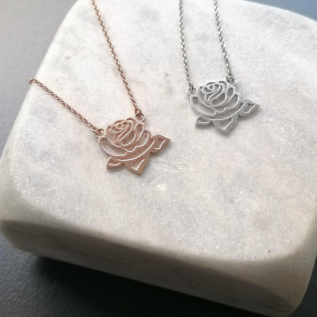Solid 14K Gold Rose Necklace | Heirloom Floral Talisman
