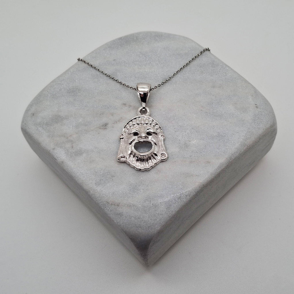 Comedy Mask Necklace | Theater Thalia Muse Talisman, alternate angle