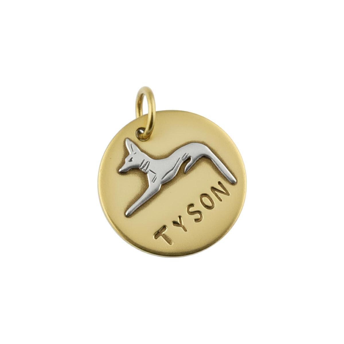 The Guardian of Souls Token | Artisan Anubis Pet ID & Custom Egyptian Dog Tag, in Brass with Silver Top finish