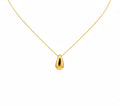 Solid Gold Pebble Necklace | Dainty Organic Fluid Charm | Minimalist River Stone Pendant, front view