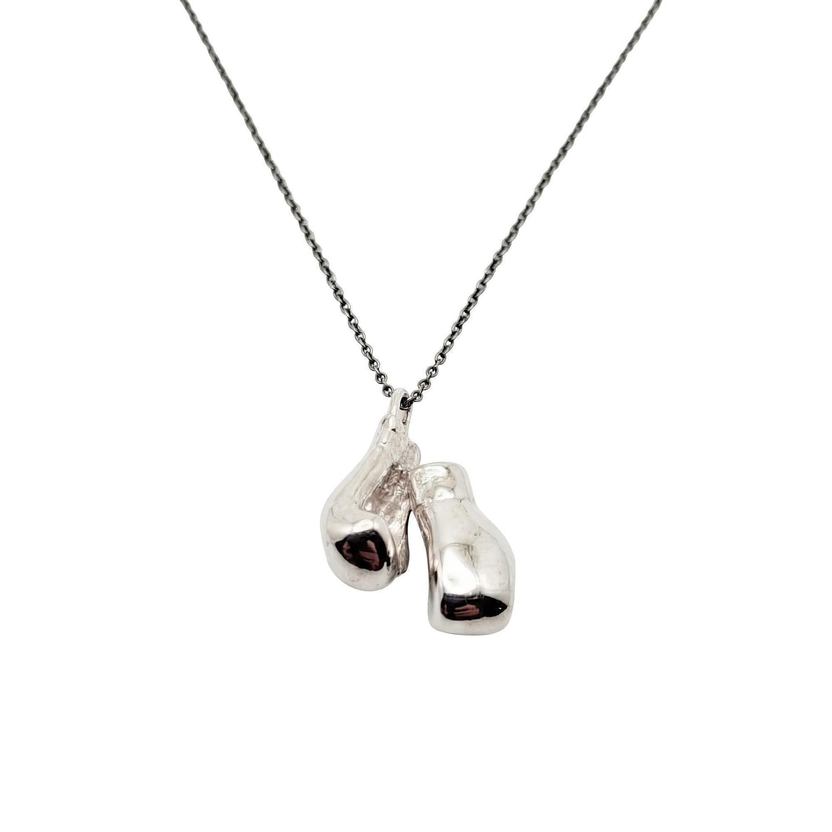 Boxing Gloves Pendant | Fighter Resilience Talisman, in White Gold Plated finish