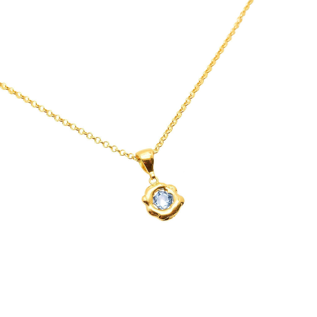 Celestial Pendant | Light Blue CZ Talisman, in Yellow Gold Plated finish