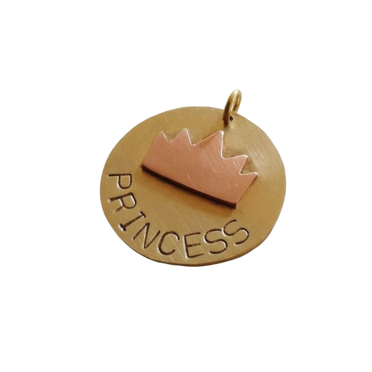 The Regal Crown Token | Artisan Sovereign Pet ID & Custom Raised Motif Dog Tag, in Brass with Copper Top finish