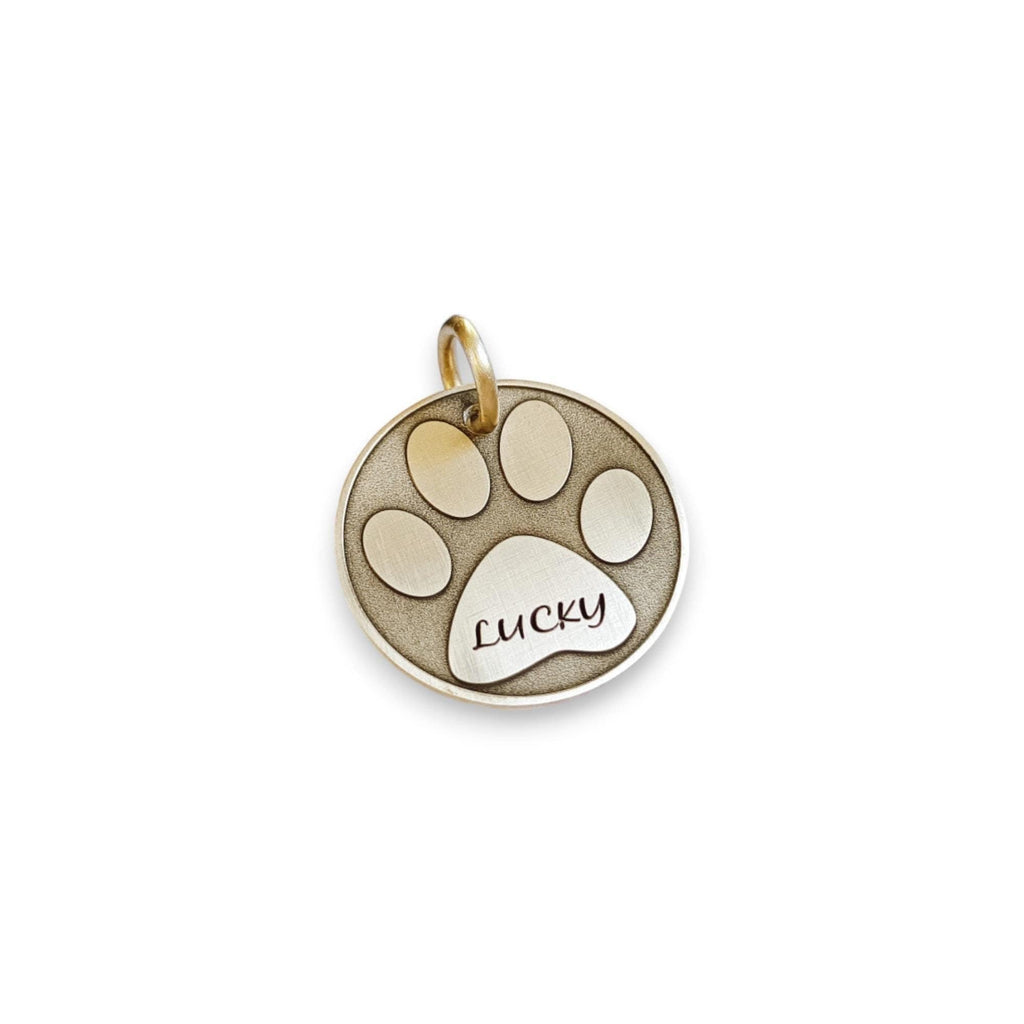 The Imprint Token | Artisan Paw Print Pet ID & Custom Engraved Dog Tag, front view
