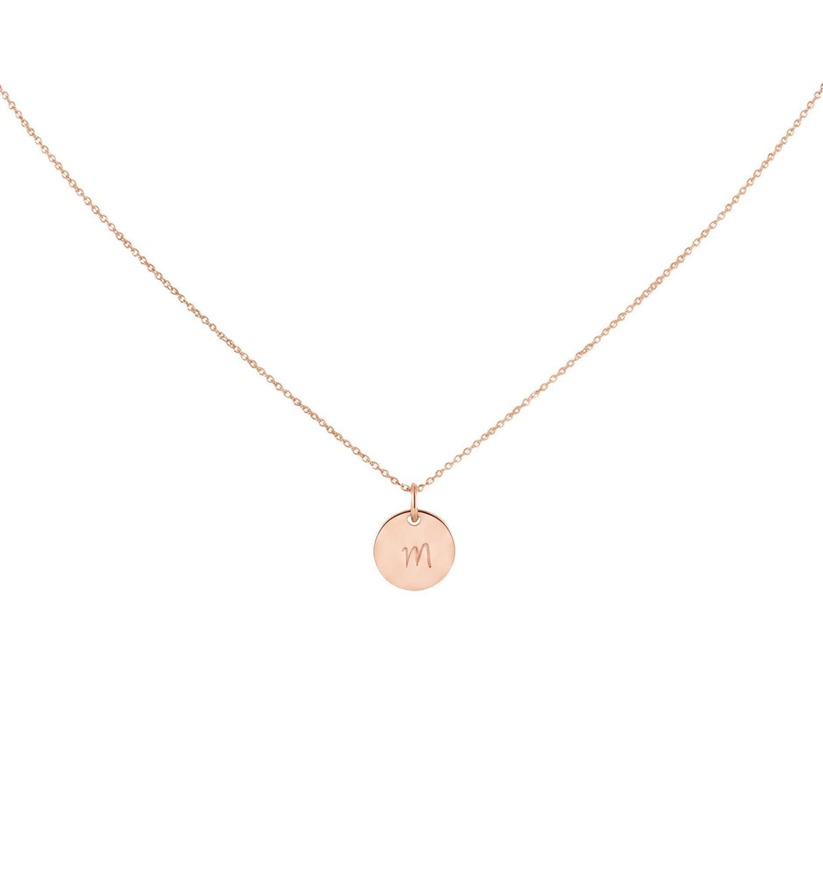 Initial Disc Necklace | Custom Engraved Monogram Pendant, in Rose Gold Plated finish
