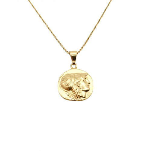 Alexander the Great Coin Necklace | Double-Sided Greek History Pendant, in Yellow Gold Plated finish
