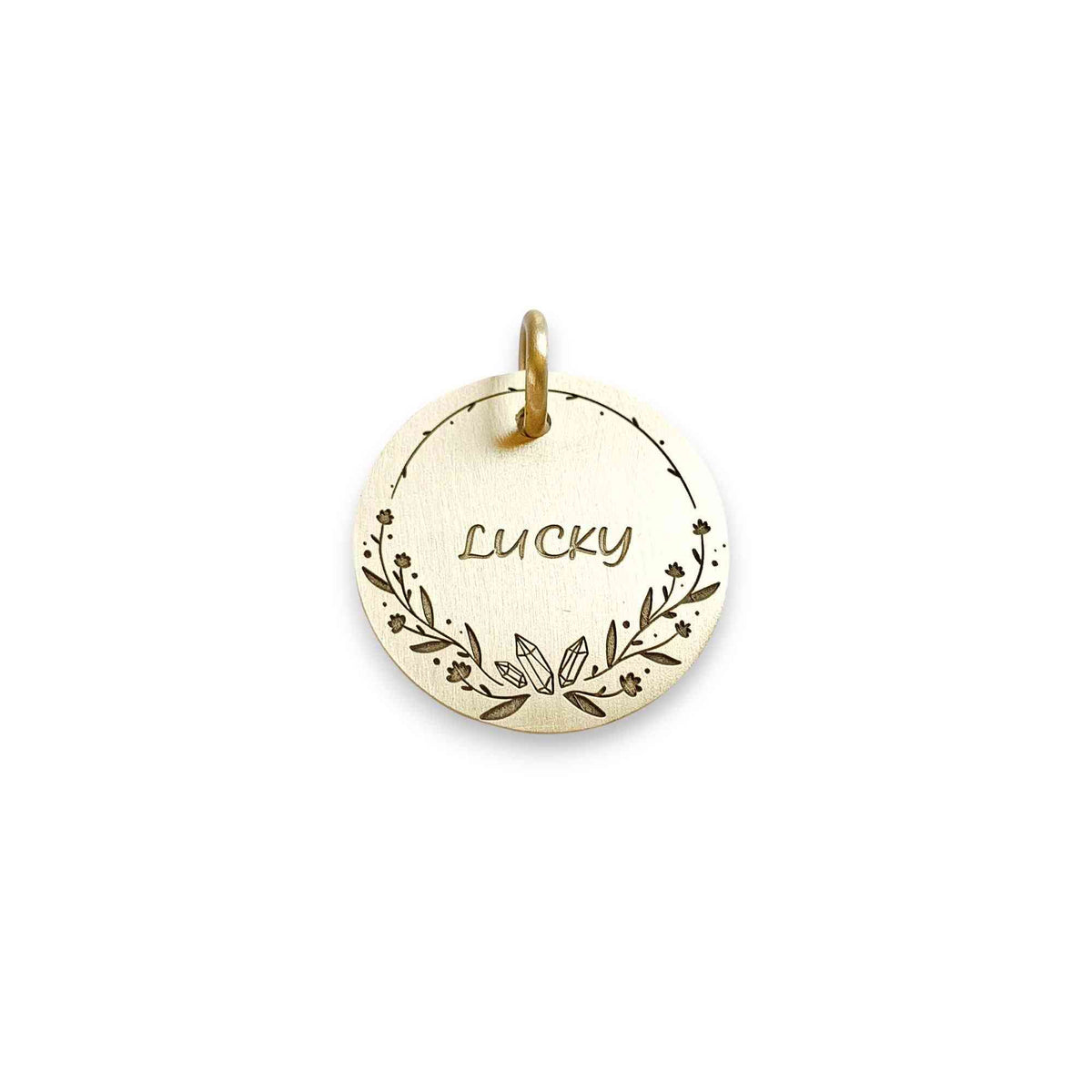 The Jewel Bloom Token | Artisan Floral Diamond Pet ID & Custom Engraved Dog Tag, alternate angle