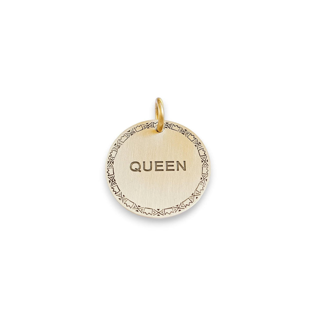The Whimsical Queen Token | Artisan Boho Crown Pet ID & Custom Engraved Dog Tag, styled view